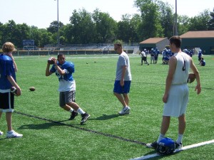 LCHS Middle School and Youth Football camp quarterback drills