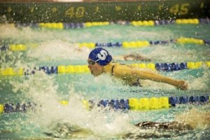 Springfield's Georgia Apostolu, pictured competing in the 200 individual medley at last week's District One Championships, earned an at-large spot at the PIAA Championships in the 100 backstroke. (Rick Kauffman)